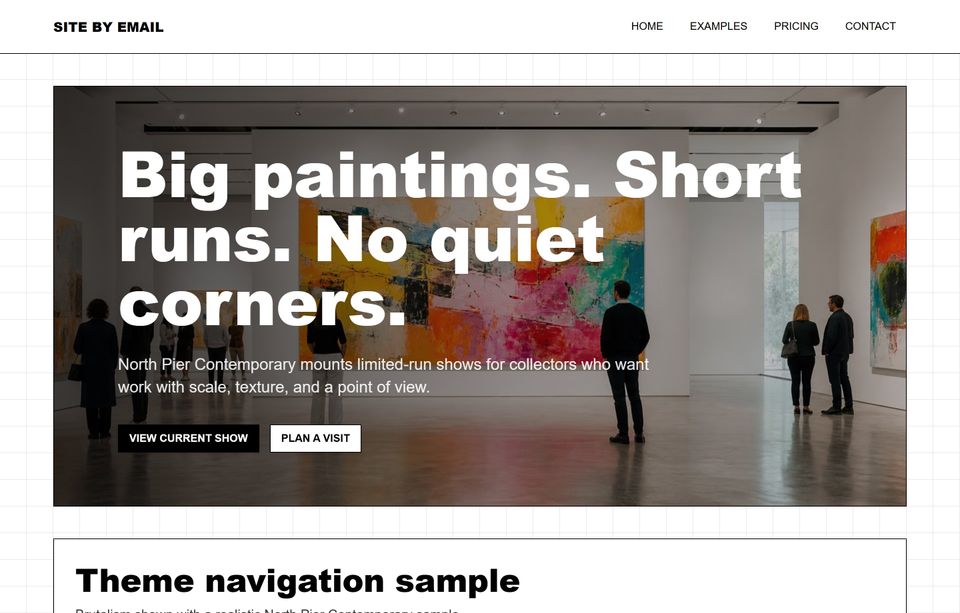 High-resolution screenshot of the North Pier Contemporary brutalism example page