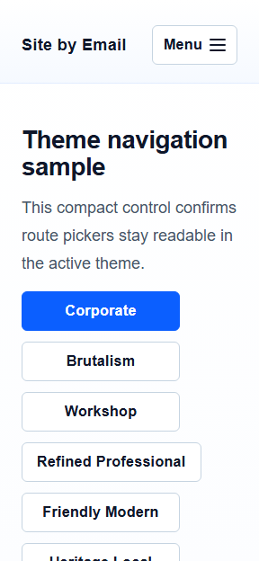Mobile-style preview of the Corporate theme example
