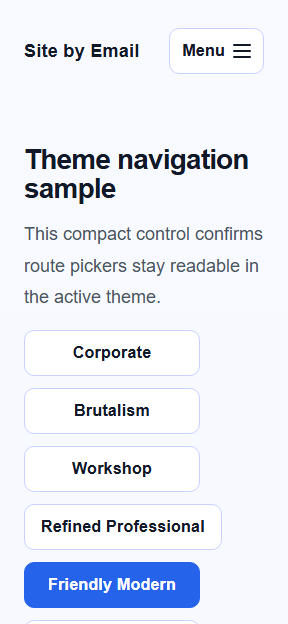 Mobile-style preview of the Friendly Modern theme example