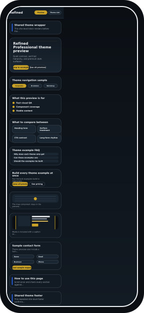 Mobile-style preview of the Refined Professional theme example