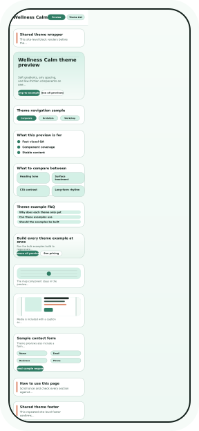 Mobile-style preview of the Wellness Calm theme example