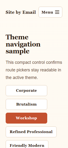 Mobile-style preview of the Workshop theme example